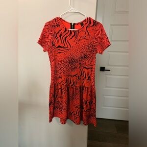 Victoria’s Secret Drop Waist Animal Print Dress Neon Coral Size XS EUC